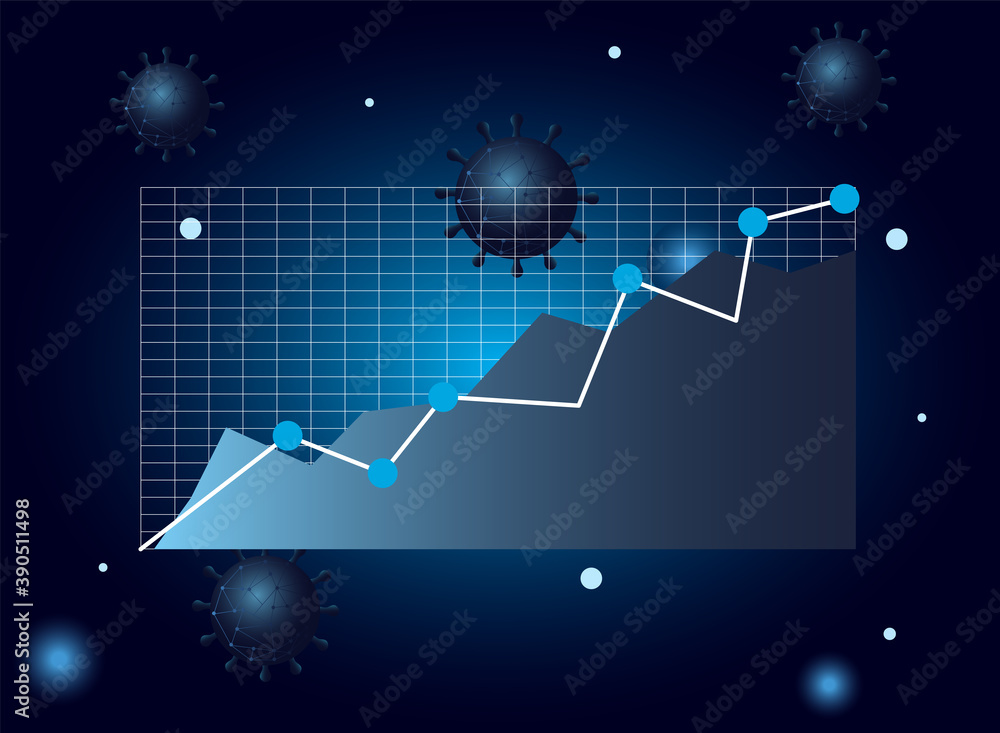 Poster covid 19 virus stats increase line gradient style icon vector design