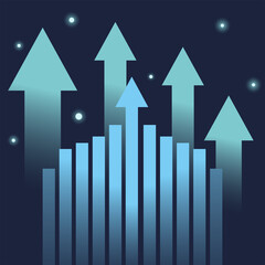 bars chart with increse arrow gradient style icon vector design