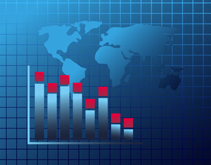 bars chart and map gradient style icon vector design
