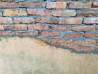 old brick  and stucco wall, background, texture