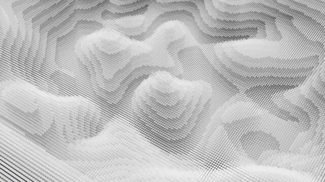 Fractal background from layered animated circles. Topographic map, terrain like abstract backdrop