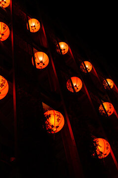 Chinese New Year lanterns in building