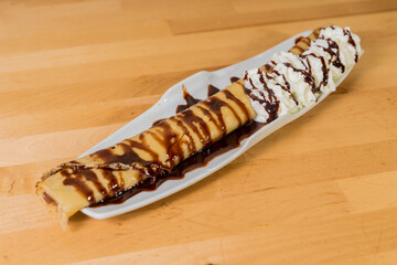 crepe with cream and chocolate