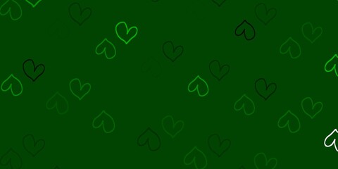 Light Green vector template with doodle hearts.