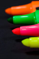 multi-colored markers , close-up