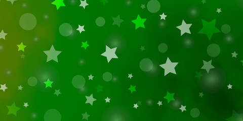 Light Green vector background with circles, stars.