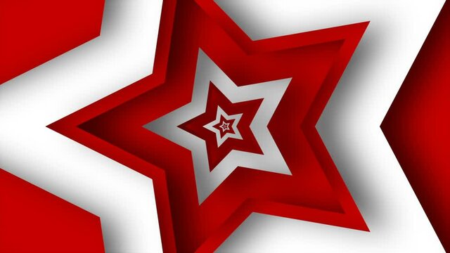 rotating red stars on white background, loop