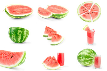 Naklejka na ściany i meble Group of Watermelon isolated on a white background