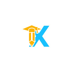 X Letter Pen Logo Design vector template