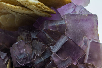 close-up photography of mineral specimen of violet fluorite