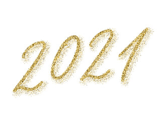 2021 of golden confetti elements. Luxurious banner.