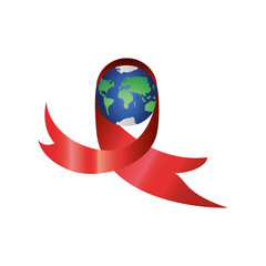 world aids day, planet in awareness ribbon