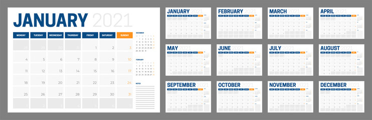 Blue 2021 Business Calendar Design