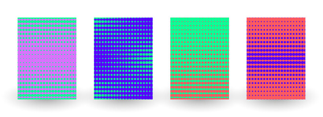 Halftone backgrounds collection in trendy vibrant colors. Trendy abstract geometric posters. Pop art