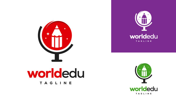 World Education Logo Designs Concept Vector, Pencil Creator Logo Designs Symbol