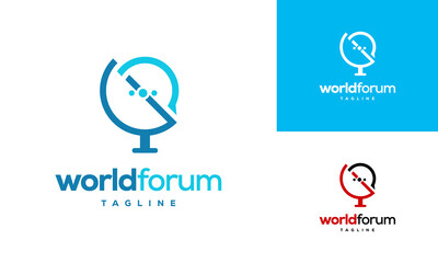 Fototapeta na wymiar World Forum logo designs concept vector, World Talk logo symbol designs, Discuss symbol