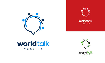 Fototapeta na wymiar World Forum logo designs concept vector, World Talk logo symbol designs, Discuss symbol
