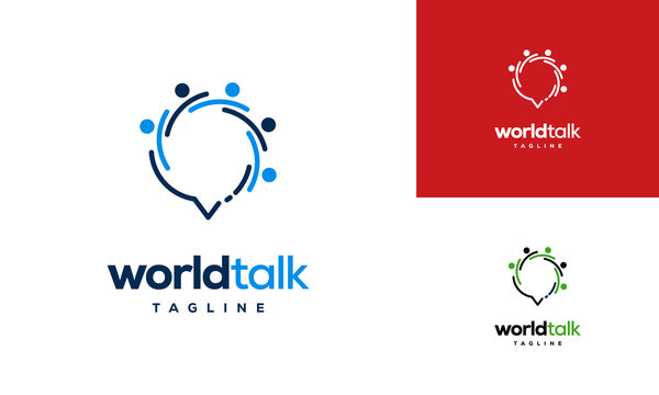 World Forum logo designs concept vector, World Talk logo symbol designs, Discuss symbol