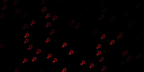 Obraz premium Dark Orange vector texture with women's rights symbols.