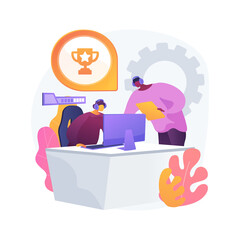 Esports coaching abstract concept vector illustration. Lessons with pro gamer, free esport webinar, player performance, video game training application, cybersport team abstract metaphor.