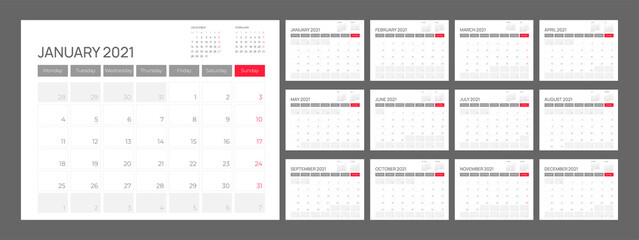 Clean 2021 Calendar Background Design