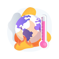 Global warming abstract concept vector illustration. Environmental pollution, global heating impact, temperature increase, earths climate, climate change, greenhouse effect abstract metaphor.