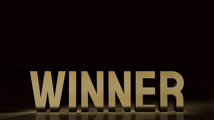 winner text gold surface in black background 3d rendering..