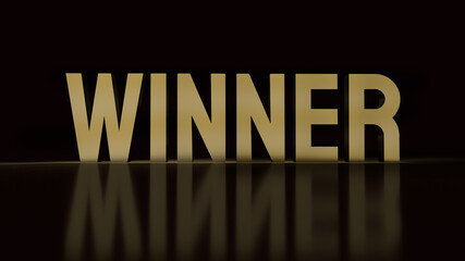 winner text gold surface in black background 3d rendering..