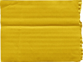 Close up of a yellow vintage torn sheet of carton. Cardboard paper texture with a blank background. Empty papercraft surface. Isolated shape and element.