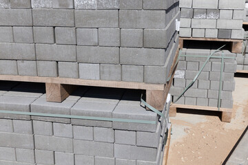 Packed on new wooden pallets, concrete tiles