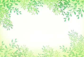 緑と葉の生茂る背景イラストデザイン素材