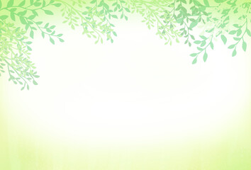 Obraz na płótnie Canvas 緑の葉っぱのフレーム背景イラスト素材