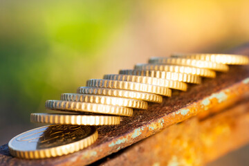 gold Euro cents metal coins