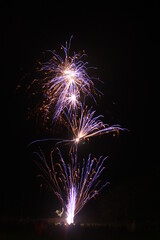 Tower of Blue Gold and Purple Fireworks