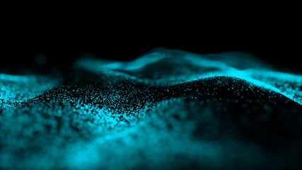 Wave of dust particles. abstract primitives. 3d rendering