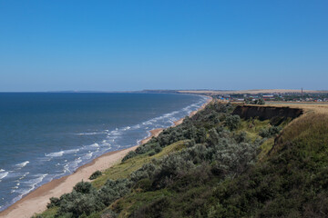 Beach on the coast of the sea of Azov. Kuchuguri