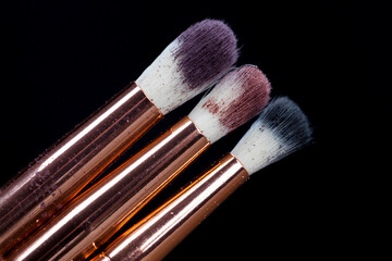 close-up of cosmetic brushes for professional work
