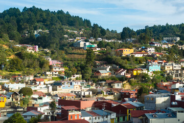 Fototapeta premium Beautiful landscape of houses on the mountains