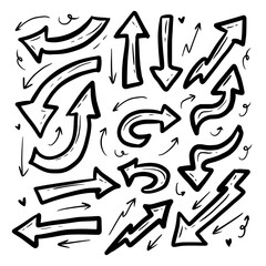 Big bold arrow hand drawing set collection line art