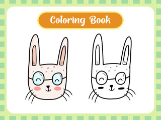 Rabbit coloring book page for kids vector
