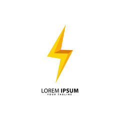 yellow 3d flash logo design