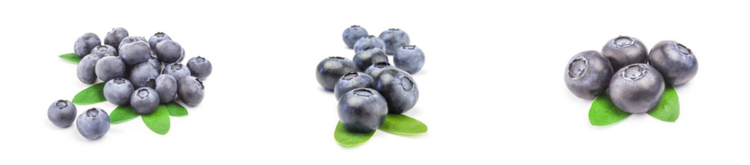 Collection of blueberry over a white background