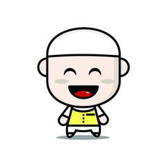cute muslim vector on white background
