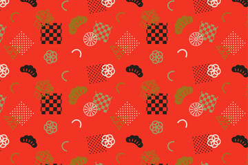 背景素材、和柄のメンフィスデザイン