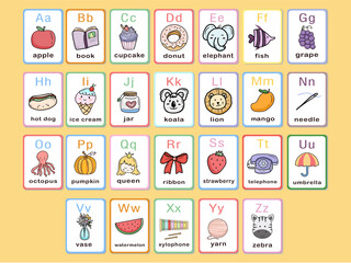 Flashcard alphabet and vocabulary for kids and baby vector