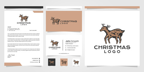 merry christmas design vector. branding logo for animal deer