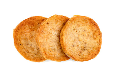 Fried Vietnamese Pork Sausage sliced isolated on white background