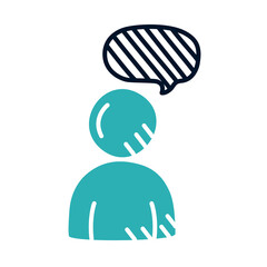 avatar with speech bubble icon, half line half color style