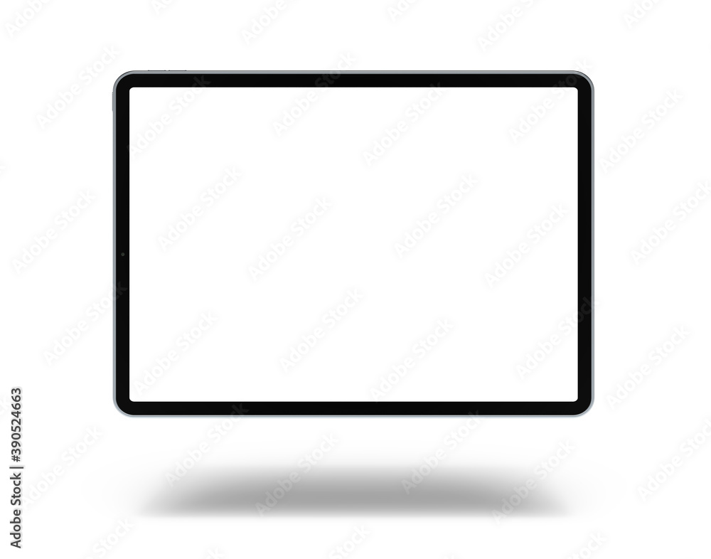 Poster empty screen tablet computer mock-up view on white background