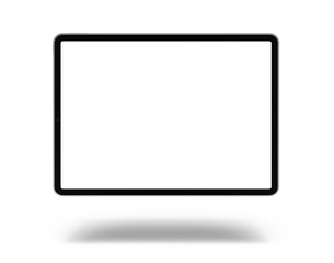Empty screen tablet computer mock-up view on white background
